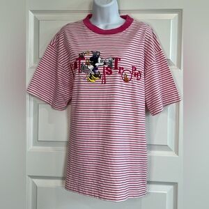 Vintage Embroidered Disney Store Minnie Mouse Catastrophy striped shirt sz large